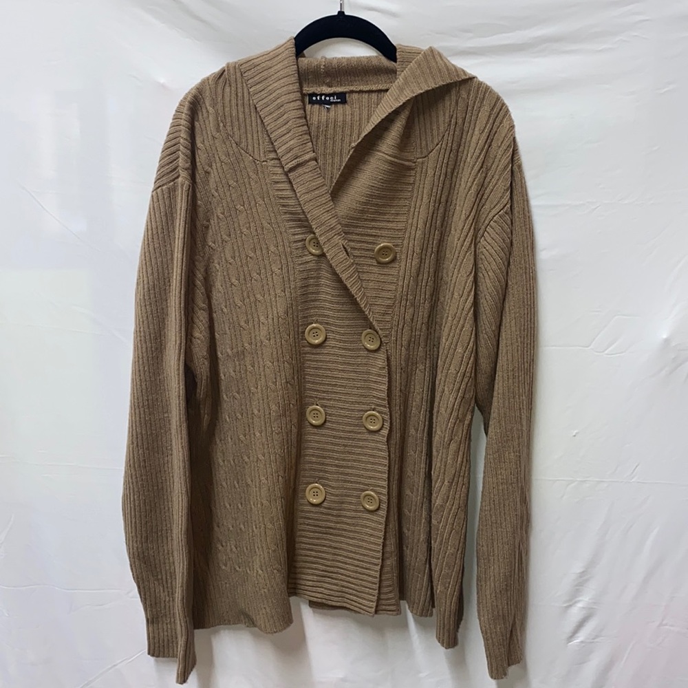 Extra Large Tan Button Up Jacket with Hoodie